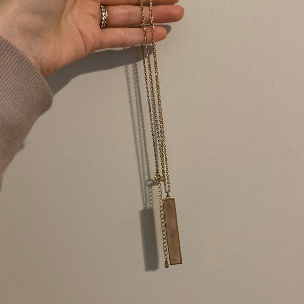 Double sided rose quartz and smoky gray quartz necklace with rose gold metal